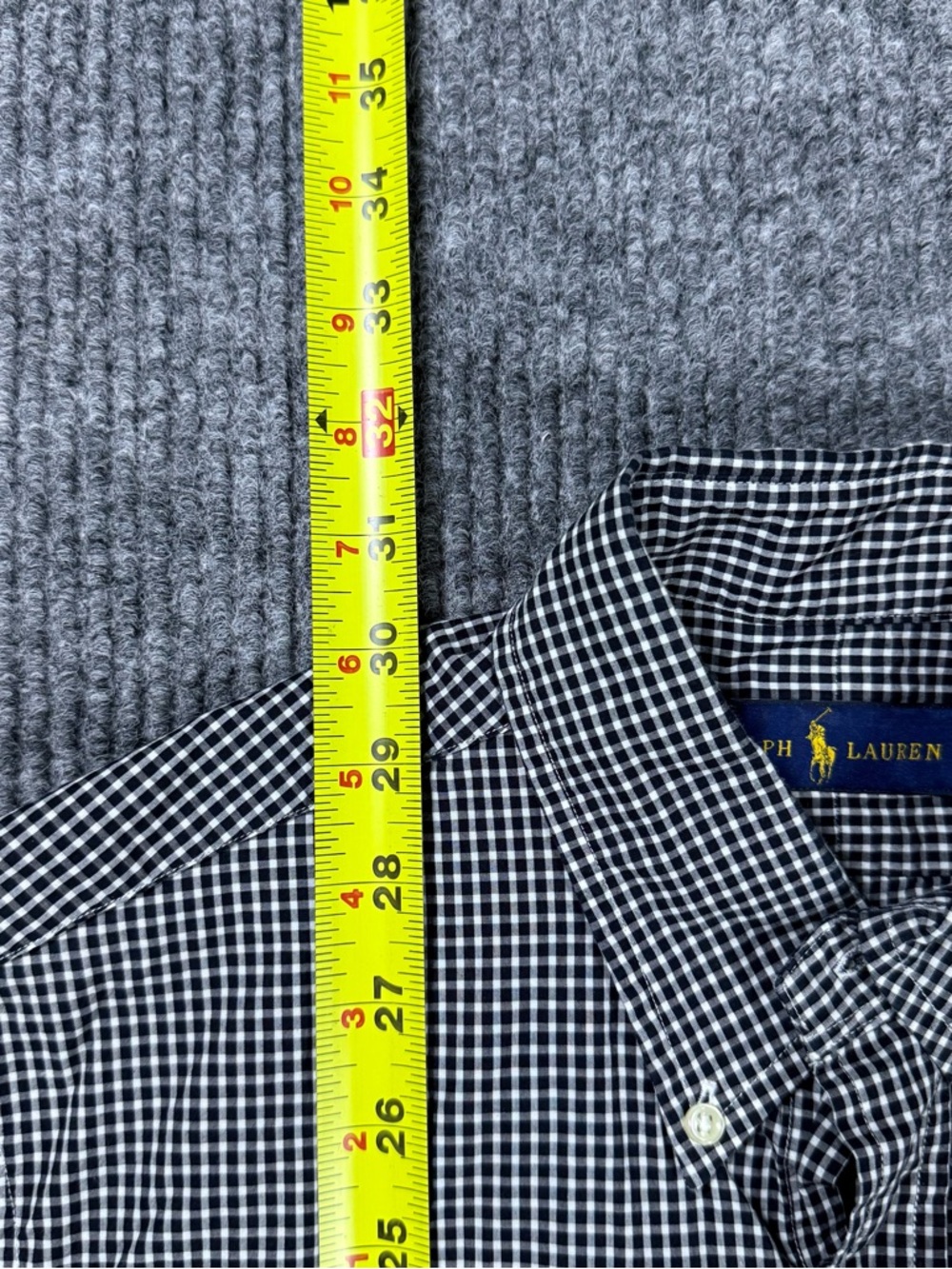 Polo Ralph Lauren Shirt Black White Gingham Long Sleeve Button Down Mens Size M - Picture 9 of 9